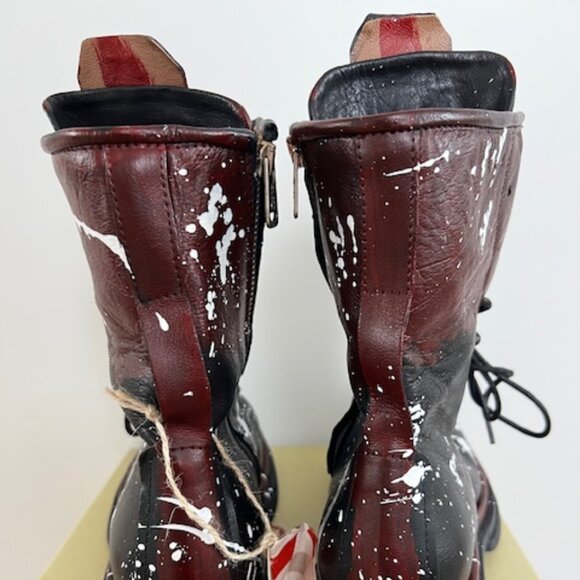 RARE A.S.98 Paint Splatter Black and Burgundy Ankle Boots EU 41 NWT - Picture 5 of 15